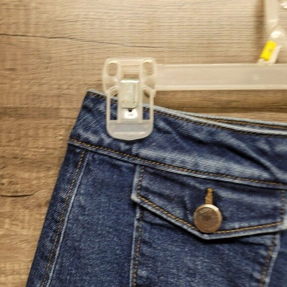 Loft Jean Mini Skirt Size 0 Womens Blue Denim Button Front High Rise Medium Wash - Picture 10 of 14